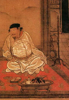 detail from ming painting of lampstand
