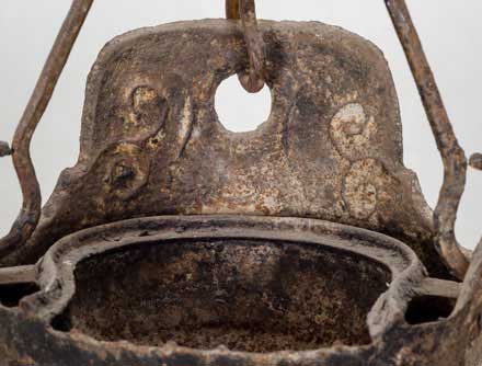 Iron Hanging Oil Lamp, detail